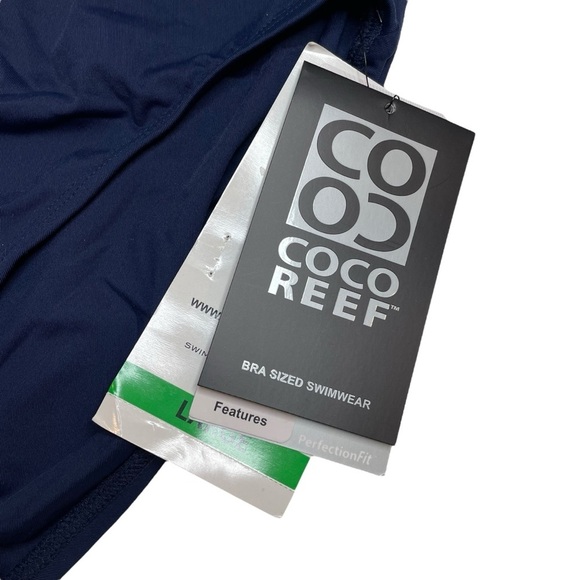 Coco Reef Impulse Rollover High Waist Bikini Bottom Navy Captain Large New - Picture 3 of 7